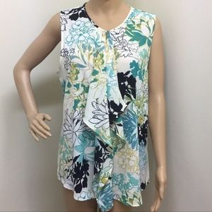 Van Heusen Floral Sleeveless Top, Size Large